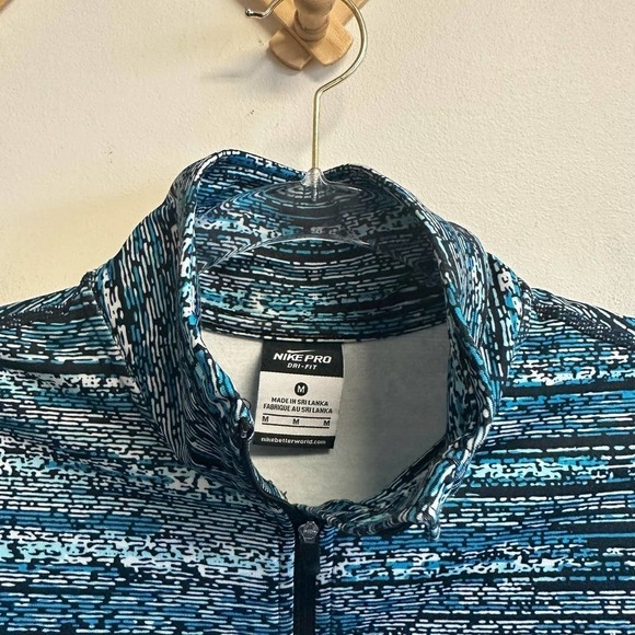 Nike Pro Dri-fit Athletic Top 1/2 Zip Striped Printed Pullover Blue Size Medium - Picture 8 of 12